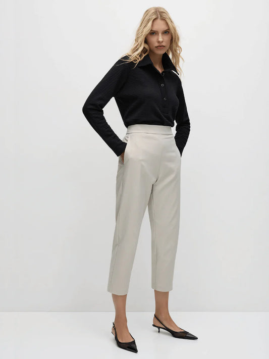 Tapered Flat Pant in Stone