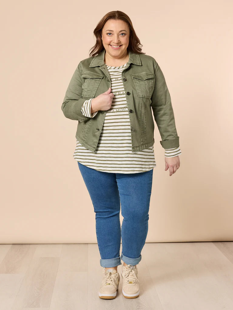 Retro Denim Jacket Khaki