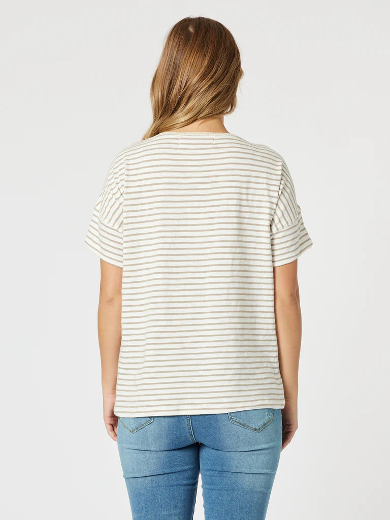 Tyla Stripe Tee Natural / White