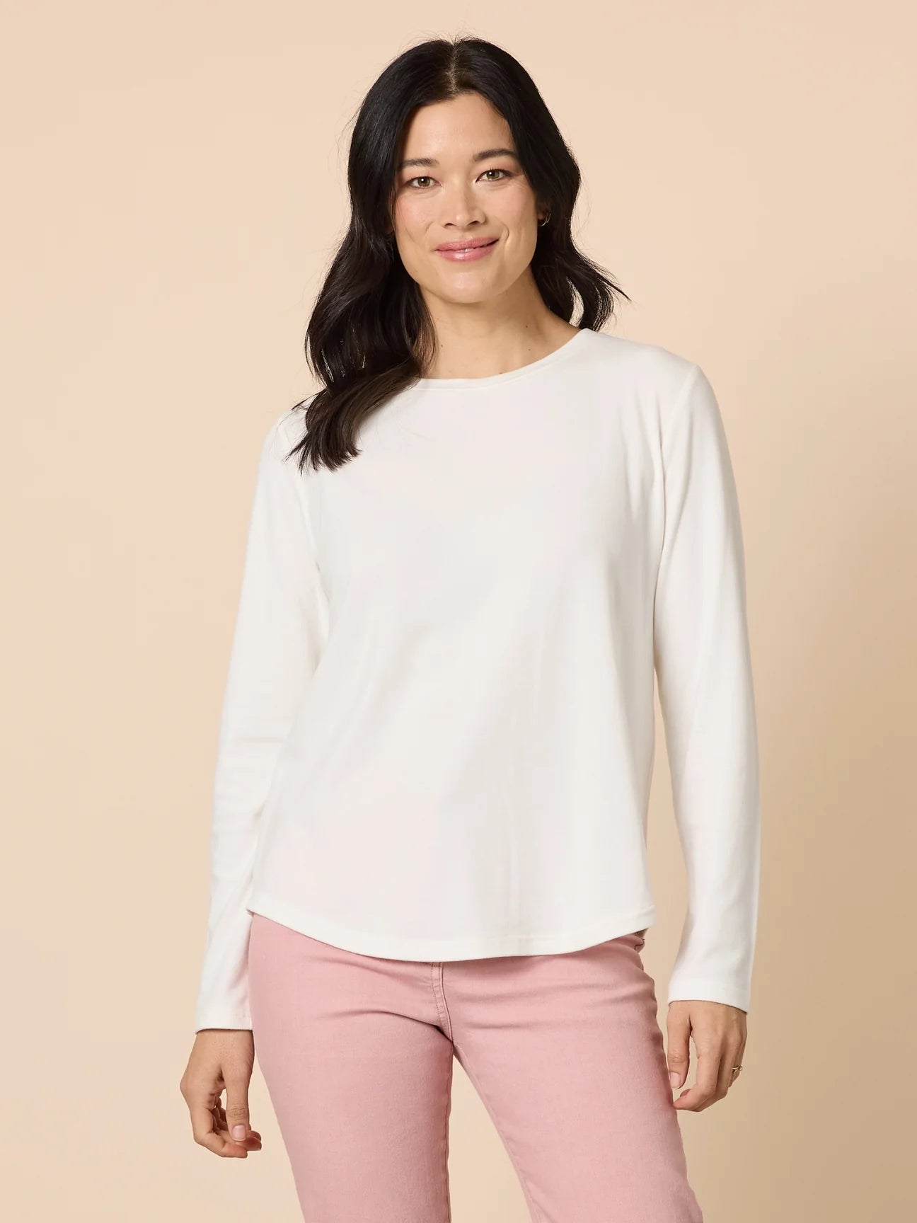 Brushed Cotton Crew Neck Tee Black or Ivory