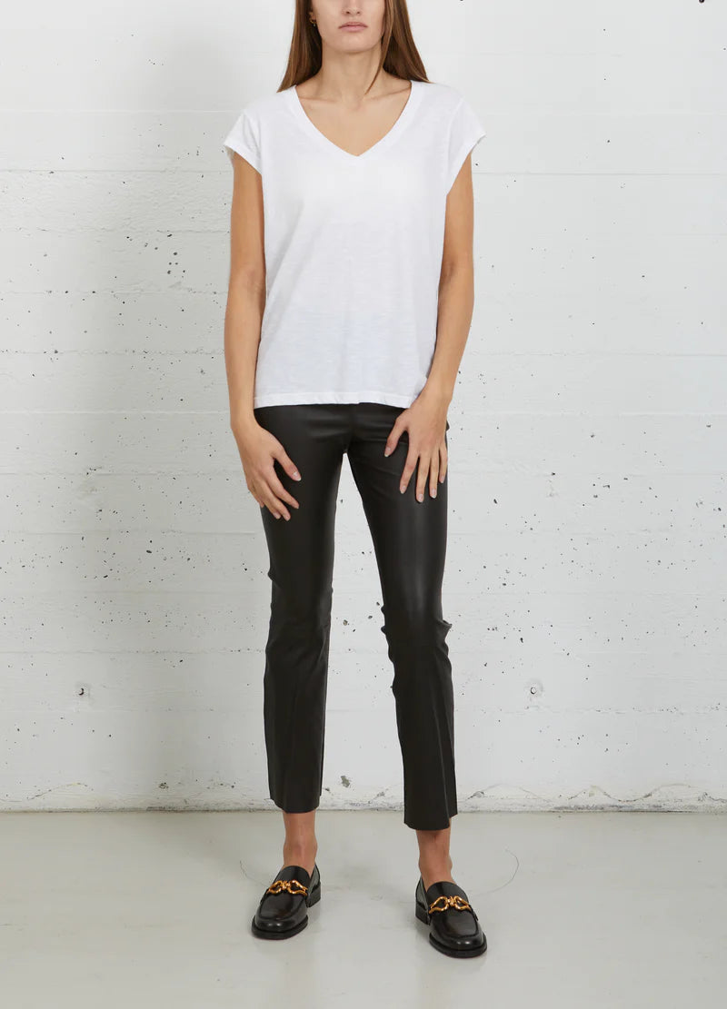 CC Heart Basic V neck T  White & Dark Mud