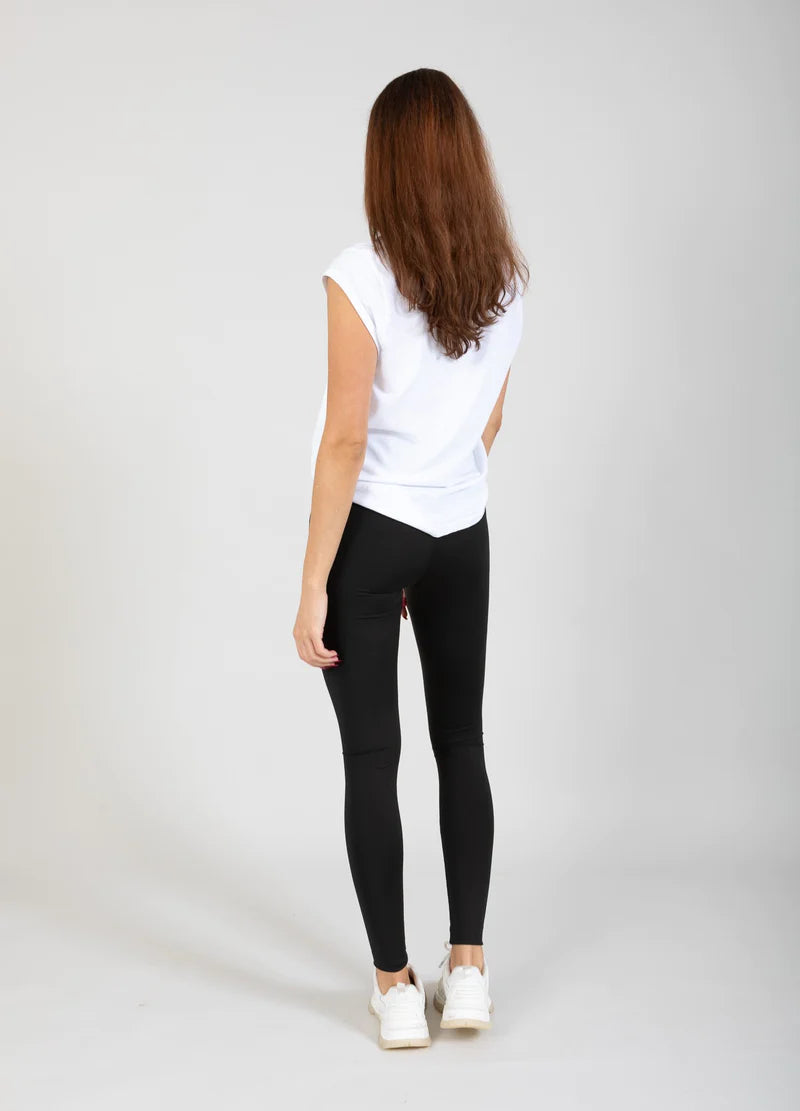 CC Heart Basic V neck T  White & Dark Mud