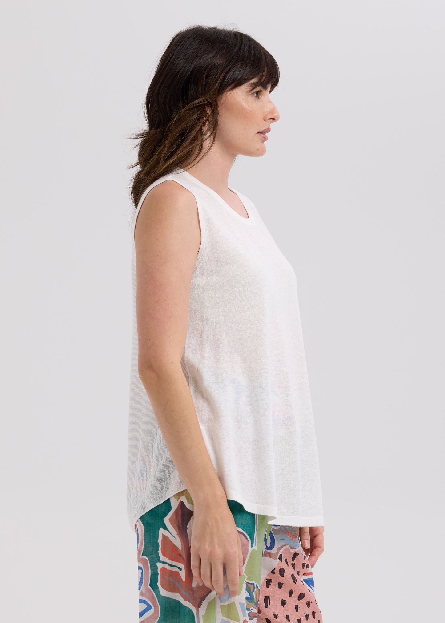 Linen A-Line Top White