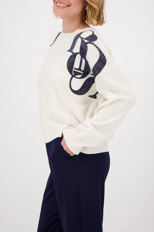 Monari Letters Detail Jumper Ivory
