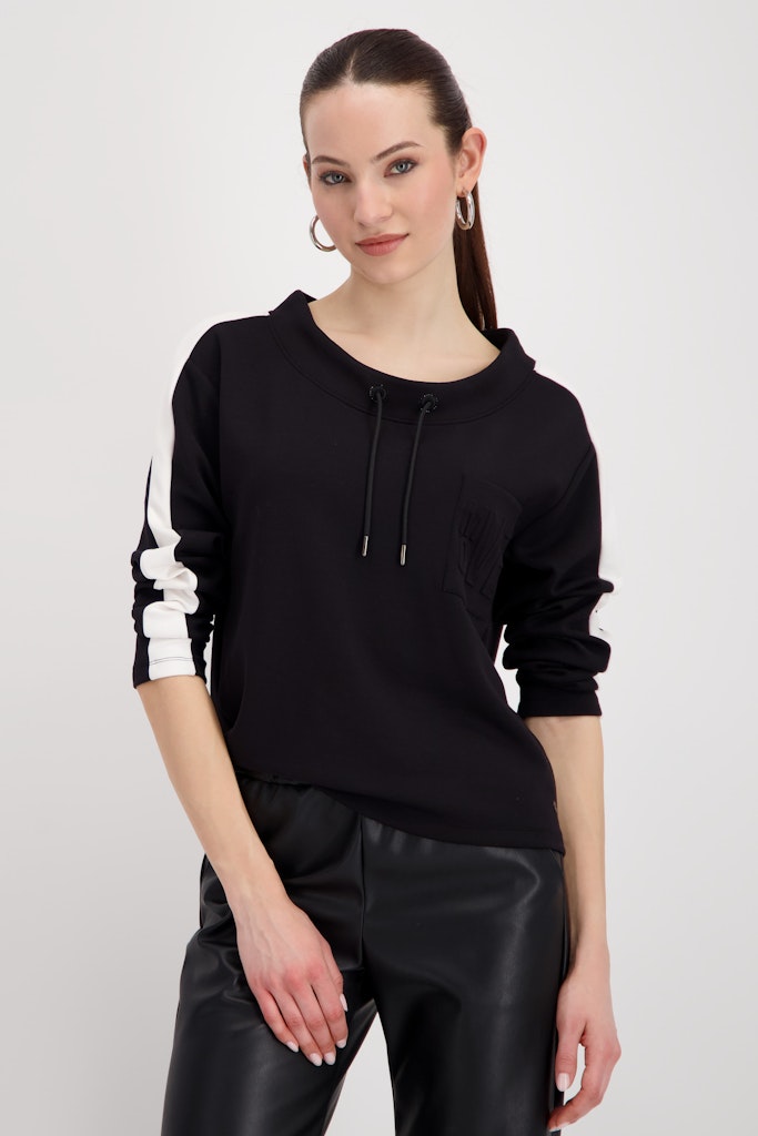 Sweatshirt with Contrast Stripes Black