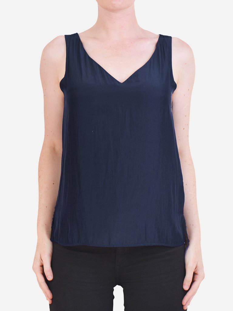 Audrey Tank White, Navy & Black
