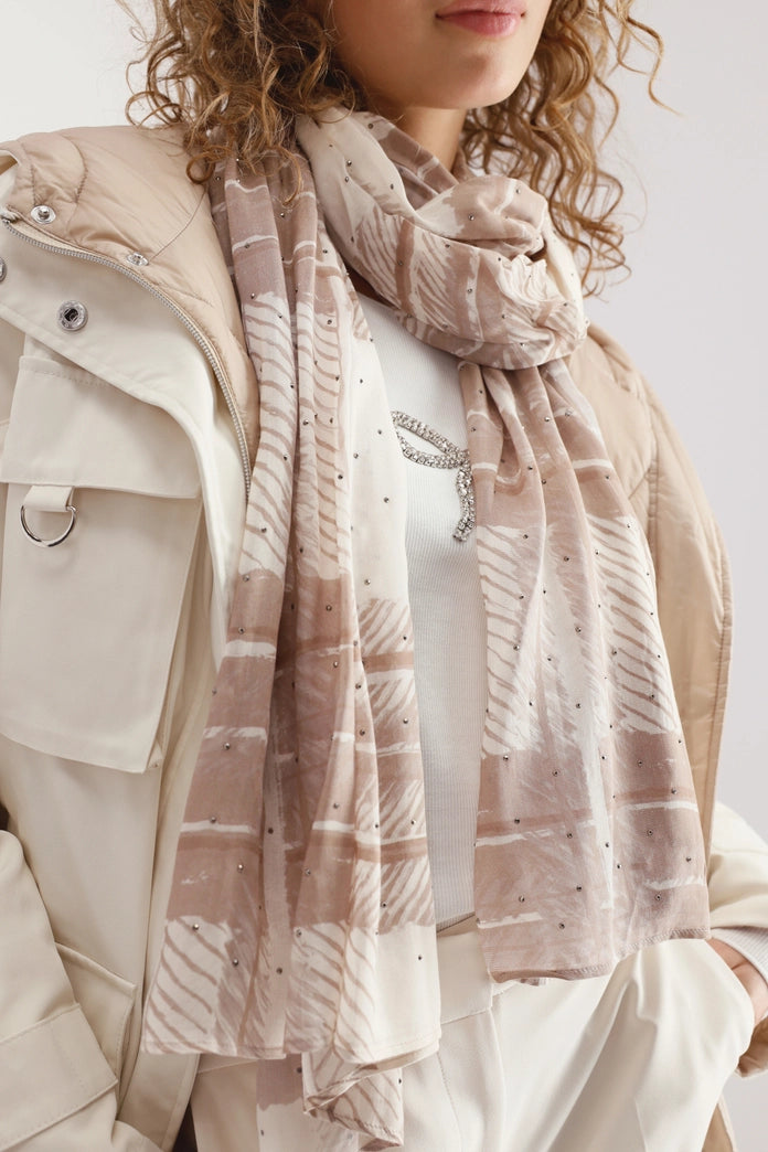 Monari- Check Allover-Truffle Print Scarf