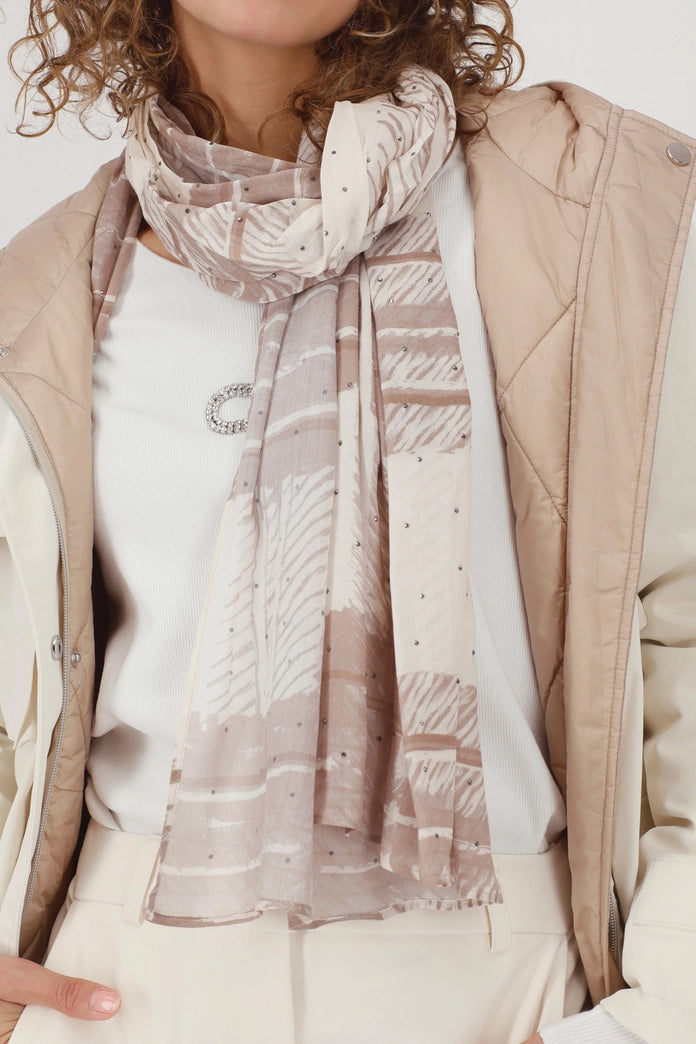 Monari- Check Allover-Truffle Print Scarf