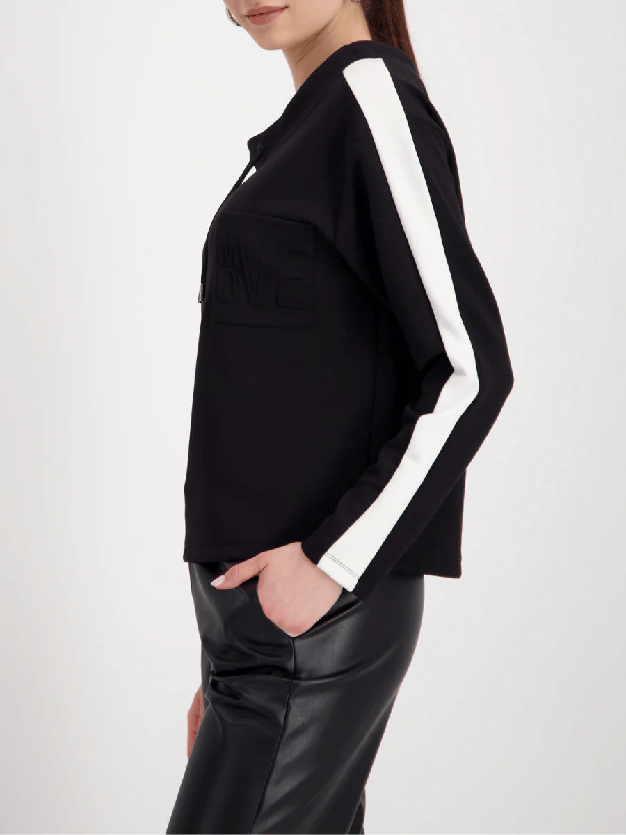 Sweatshirt with Contrast Stripes Black