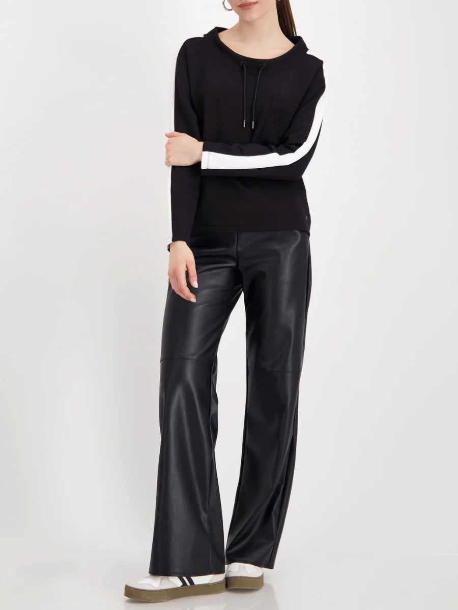Sweatshirt with Contrast Stripes Black