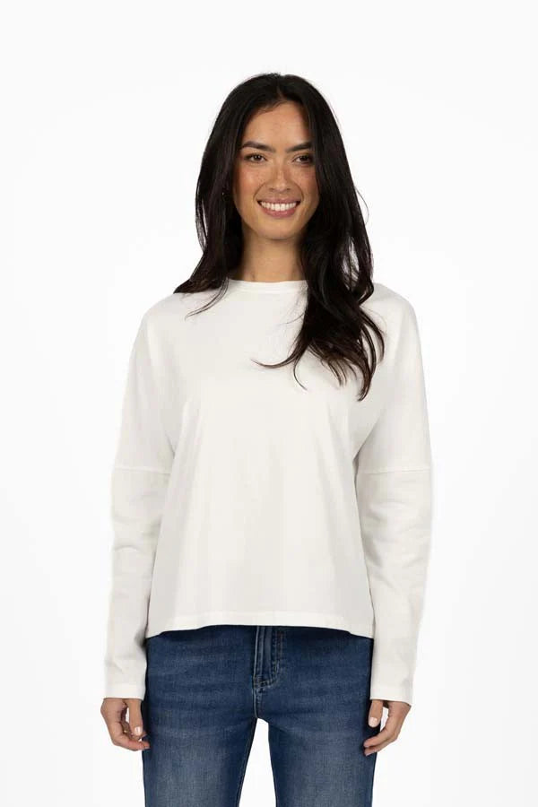 WILDFIRE L/S TEE - Chocolate & White