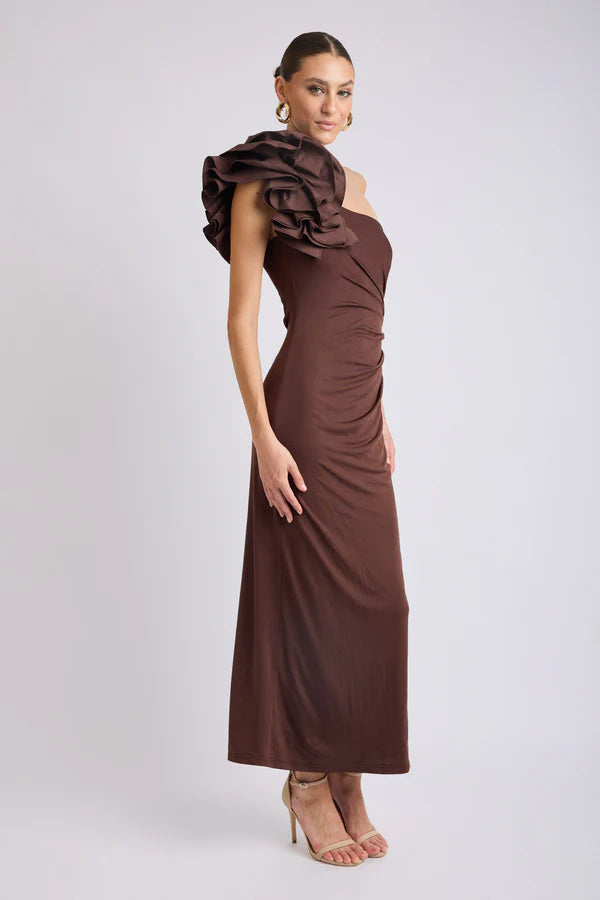 Lorena One Shoulder Ruffle Dress