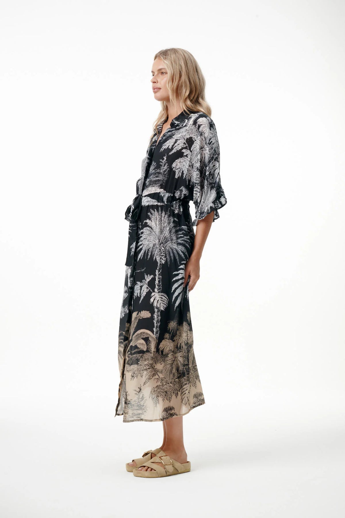 Jasmine-Midnight Palm-Cotton/Viscose-Black