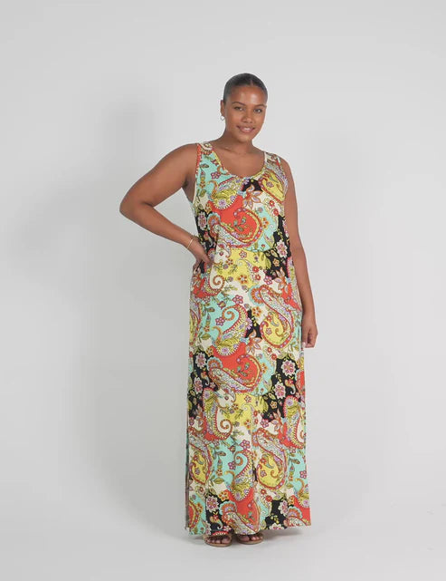 Janet Bamboo Maxi Dress Noosa Pucci Print