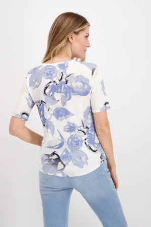 Blue allover flower T-Shirt