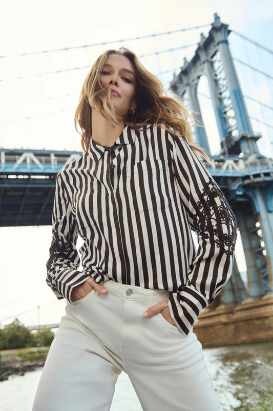 All Over Stripe Print Shirt