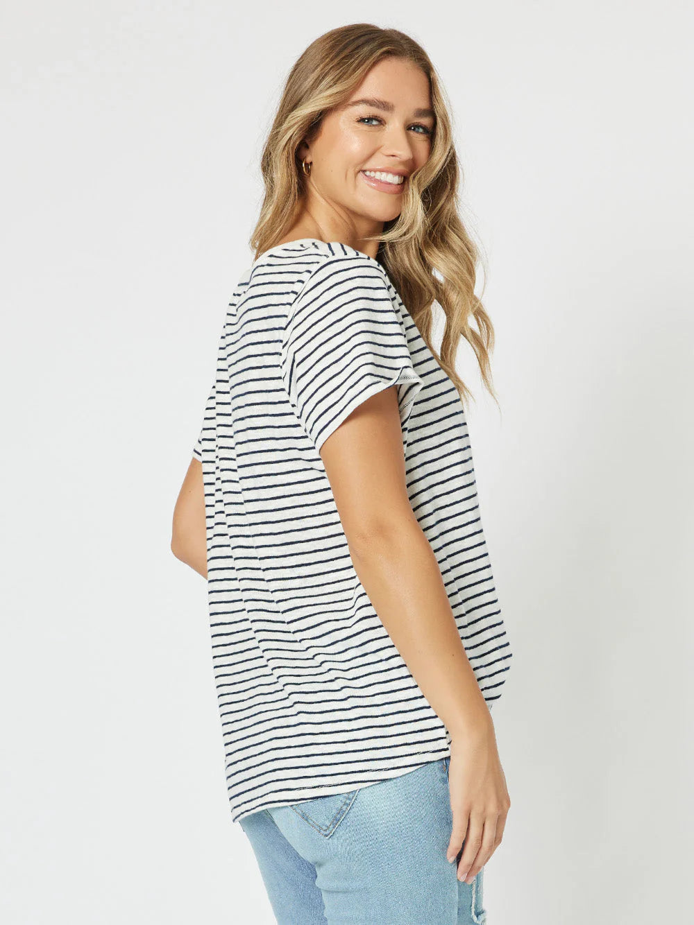 Scout Cotton Stripe T-shirt - Marine/White