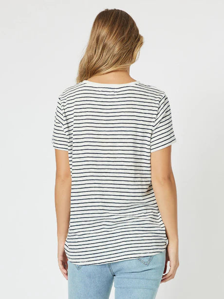 Scout Cotton Stripe T-shirt - Marine/White