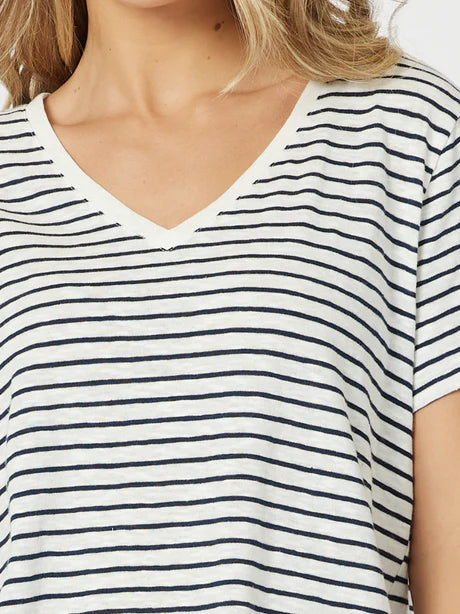 Scout Cotton Stripe T-shirt - Marine/White