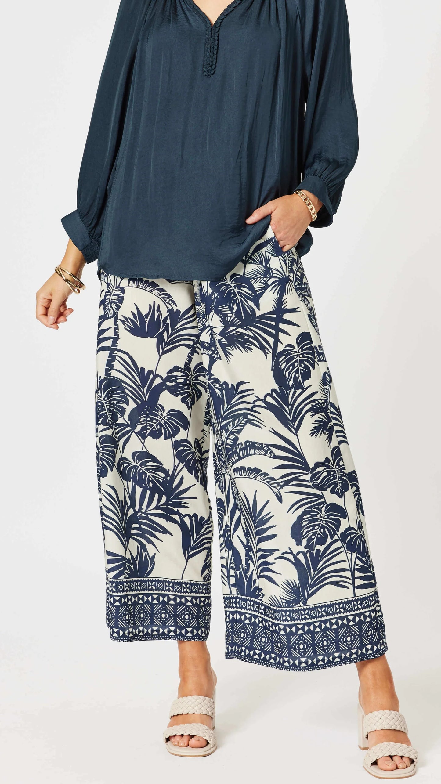Lux Plait Top - Navy