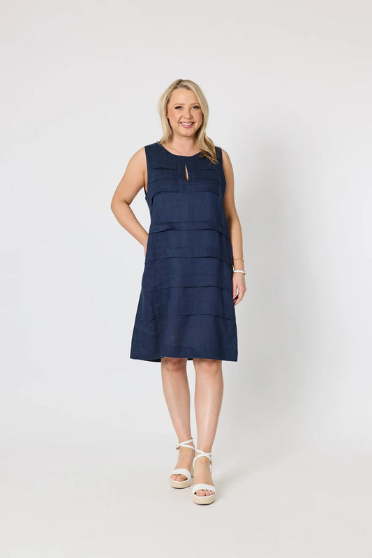 Amalfi Linen Dress Navy