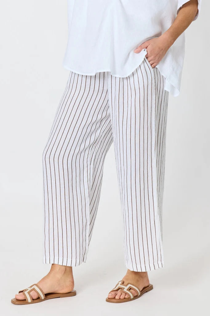 Haven Stripe Pant Mocha / White