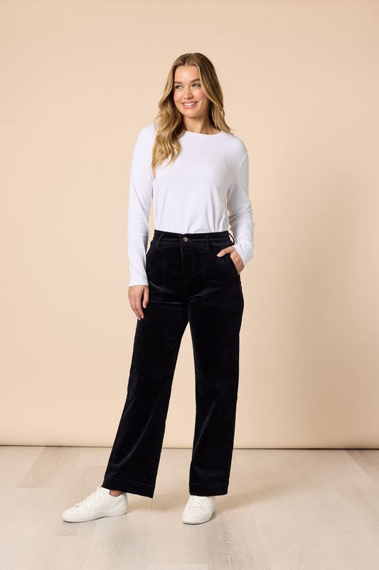 Brushed Cotton Crew Neck Tee Black or Ivory