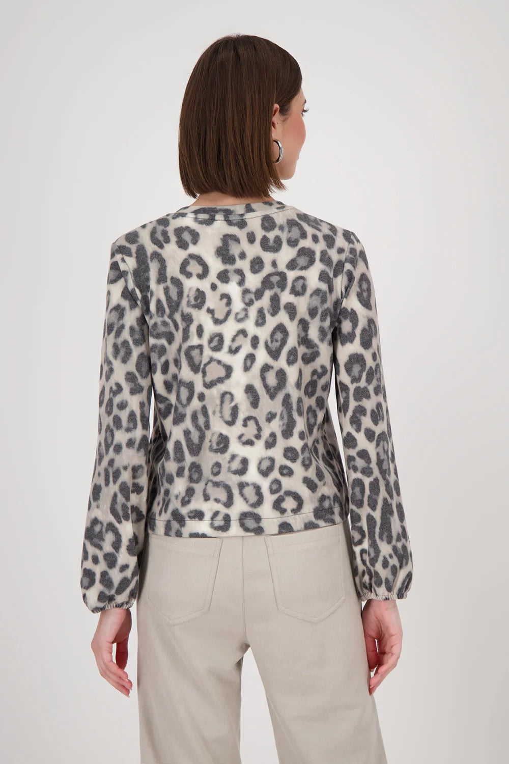 JACKET WITH LEOPARD PRINT - GREIGE