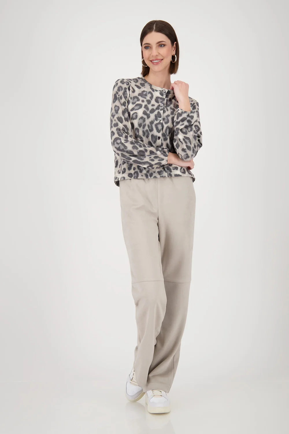 JACKET WITH LEOPARD PRINT - GREIGE