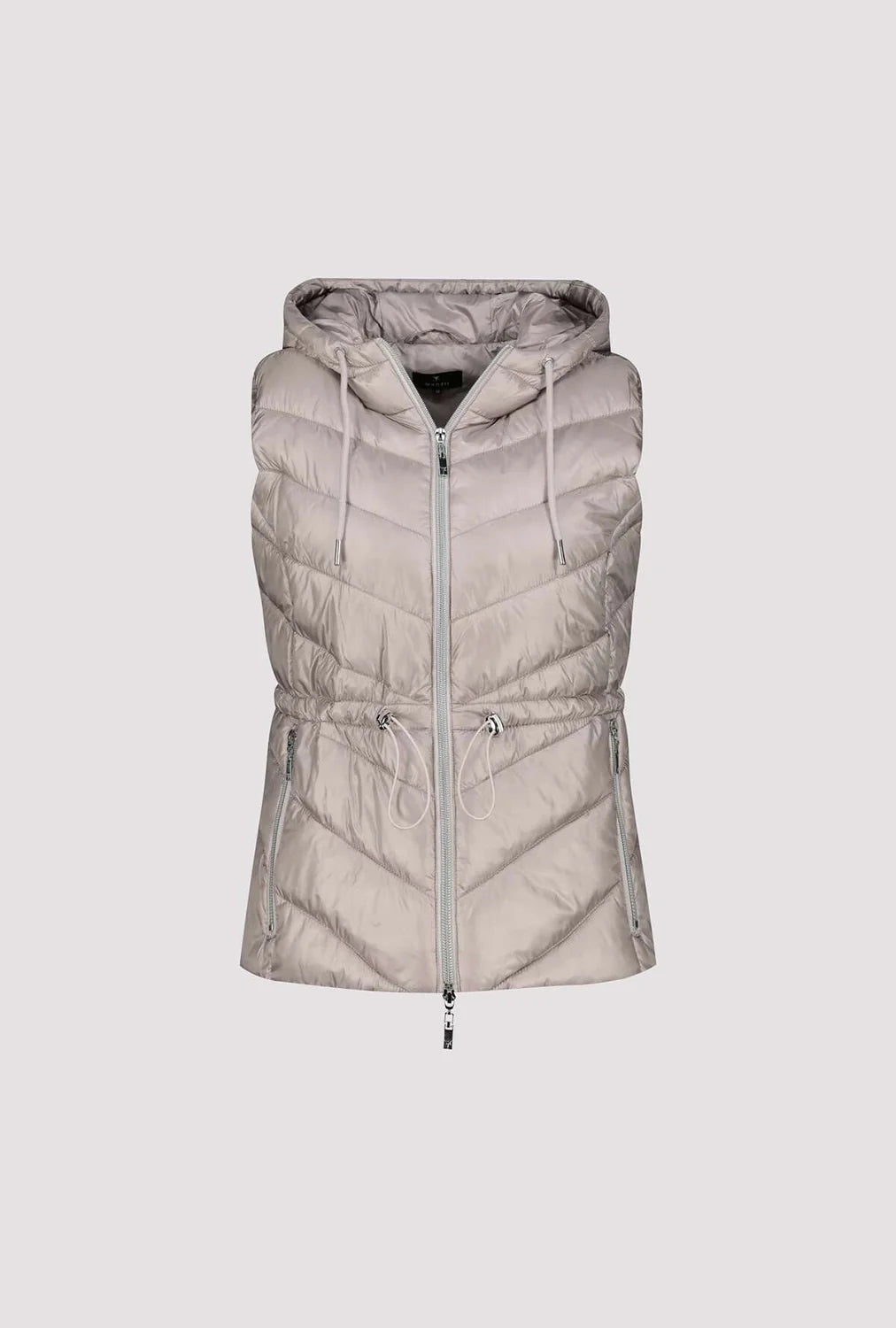 Monari Quilted waistcoat with hood in Greige