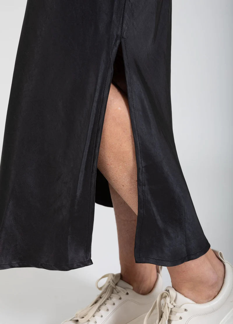 Skyler Mid Length Skirt  Black & Metallic Brown