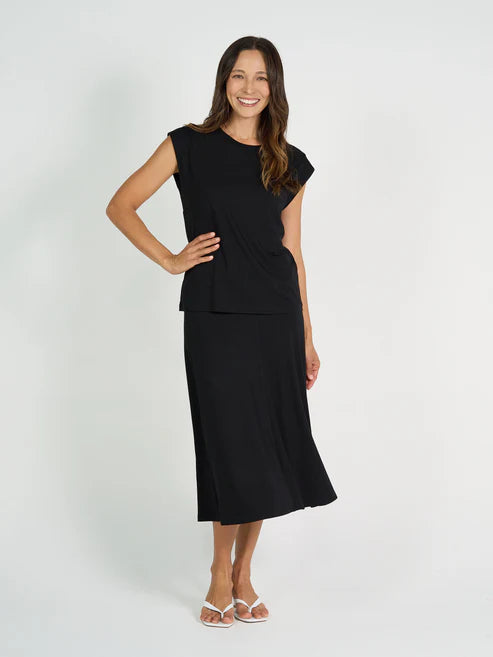 Donna Cap Sleeve Bamboo Tee Black