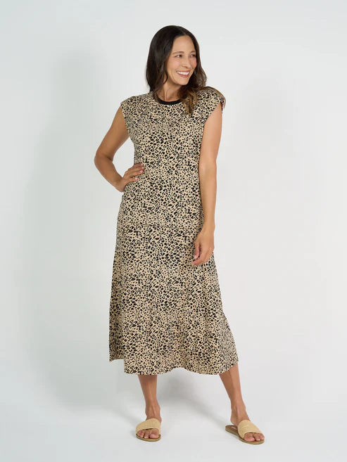 Donna Cap Sleeve Bamboo Tee Brown Leopard