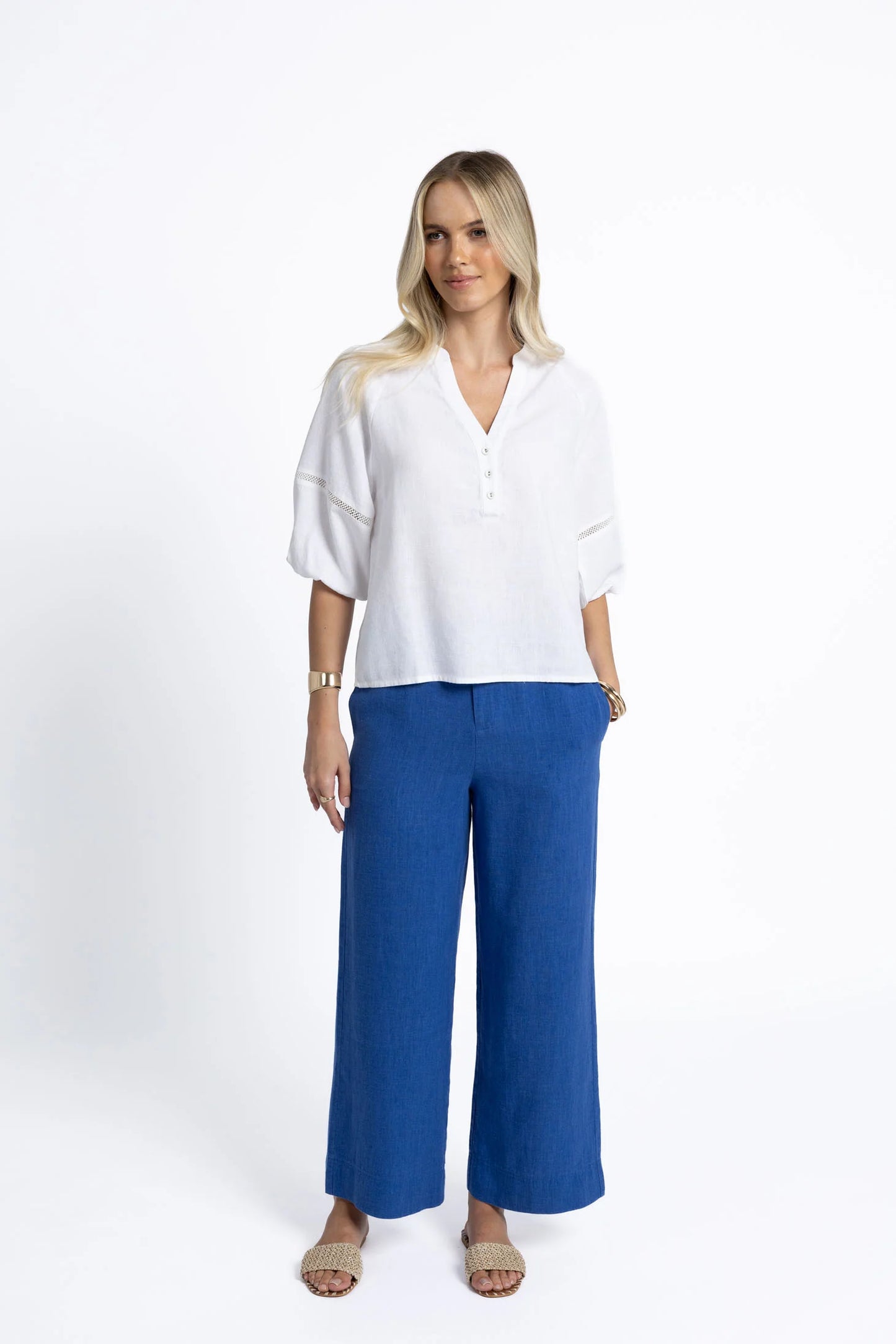 Nixie Blouse  Royal Blue & White