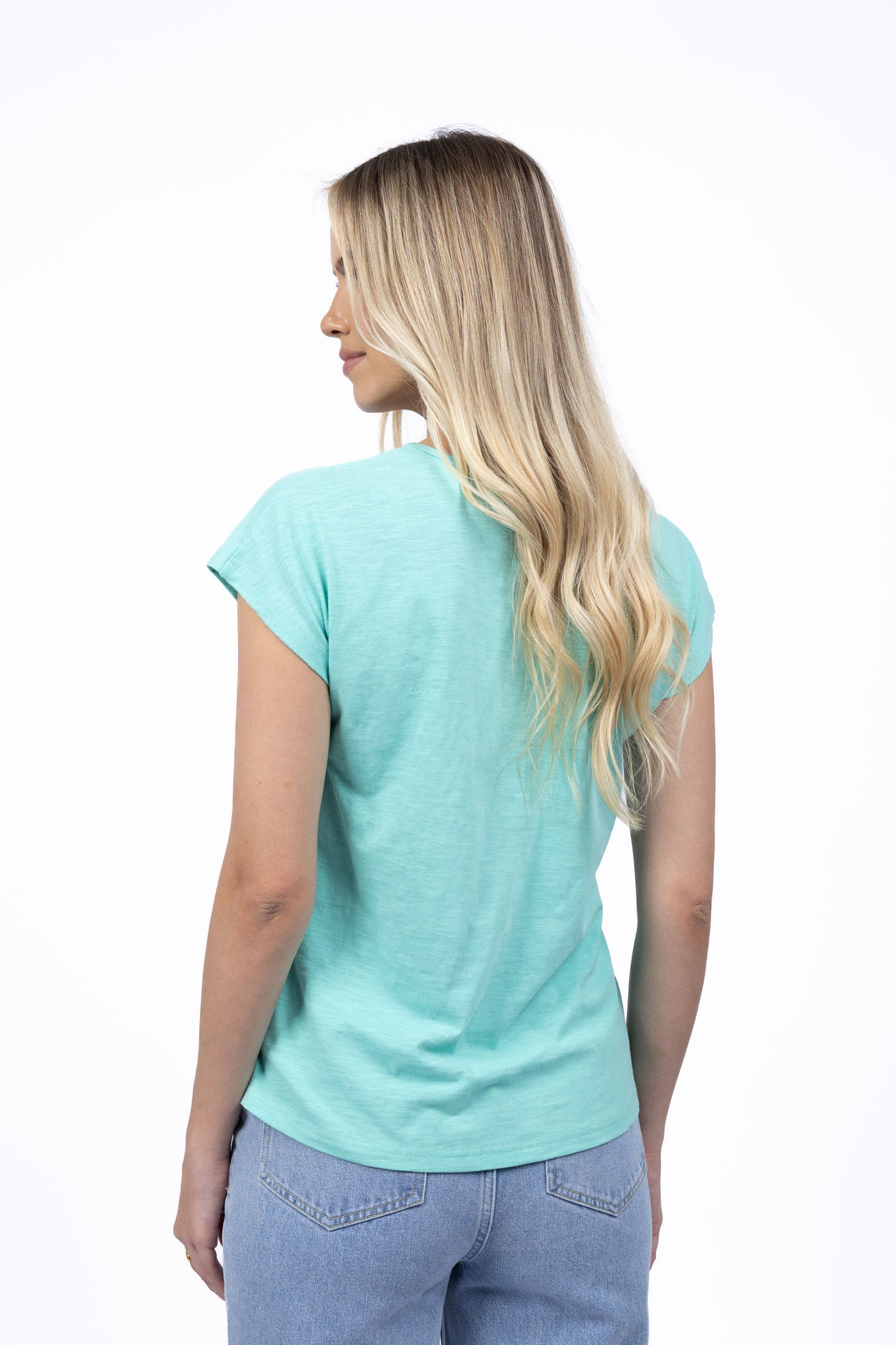 Must Have V Neck Top  Navy & White