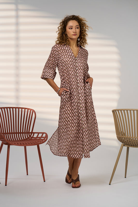 Double Up Shirt Dress Blush Multi