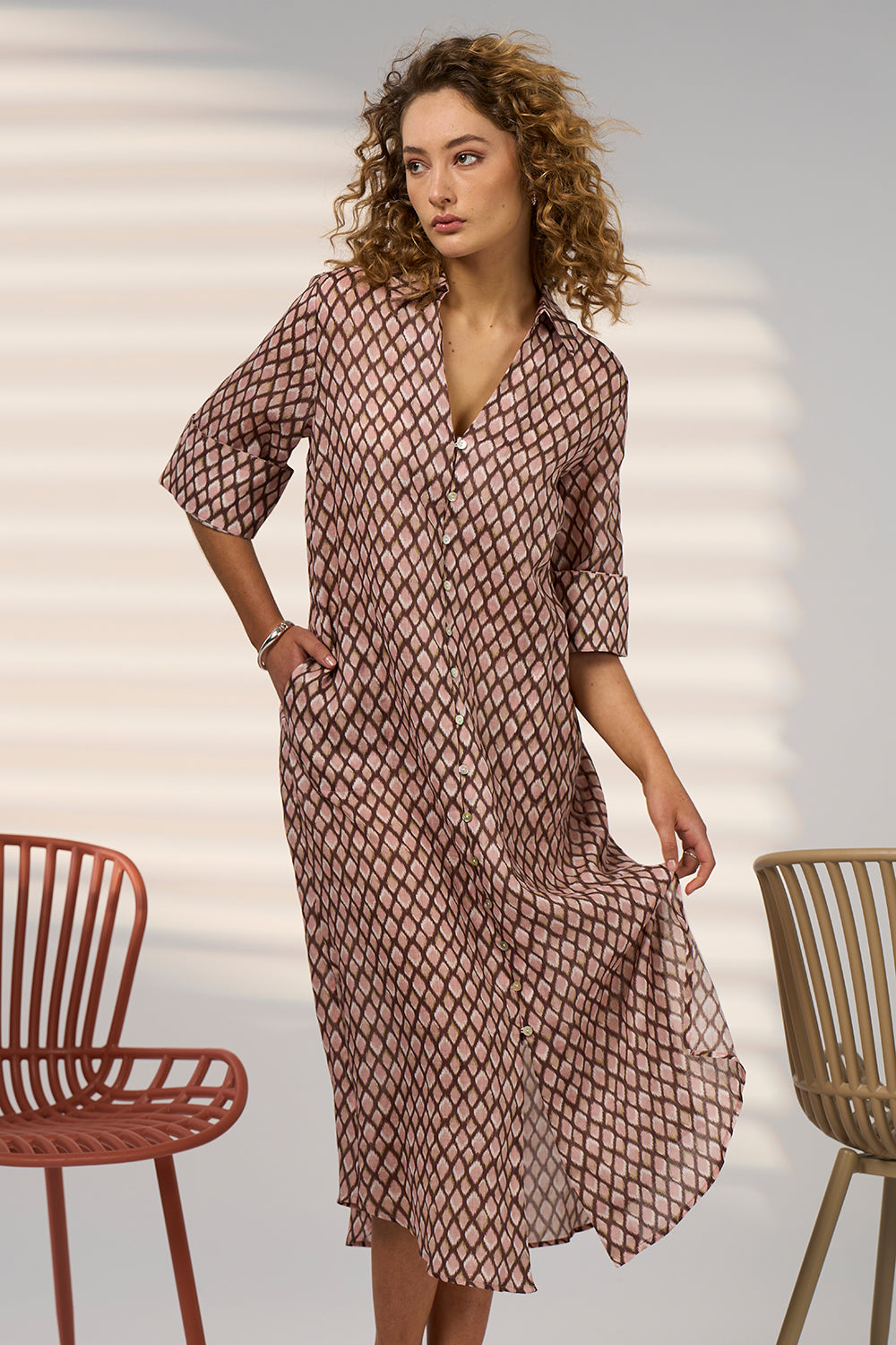 Double Up Shirt Dress Blush Multi