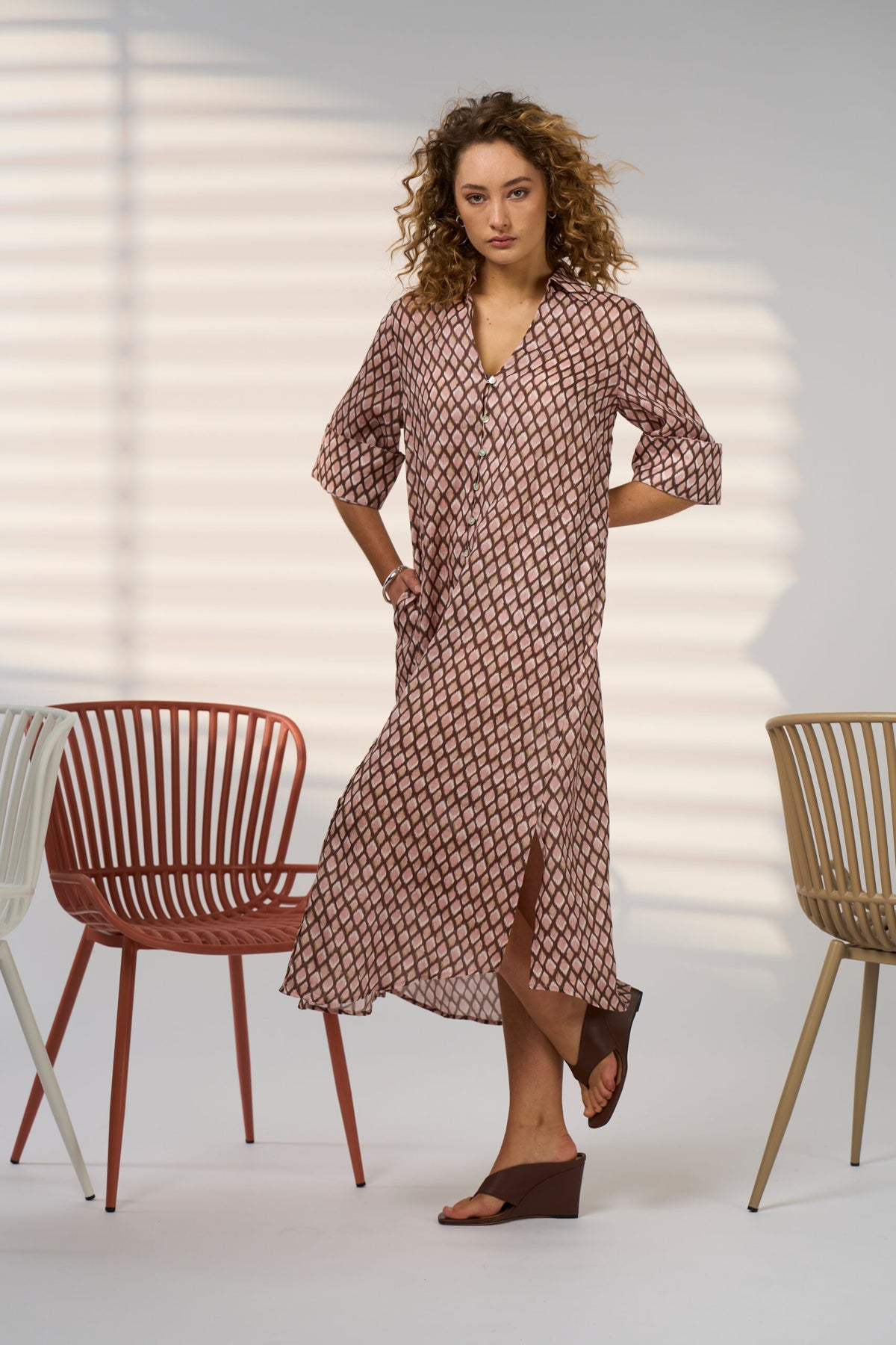 Double Up Shirt Dress Blush Multi