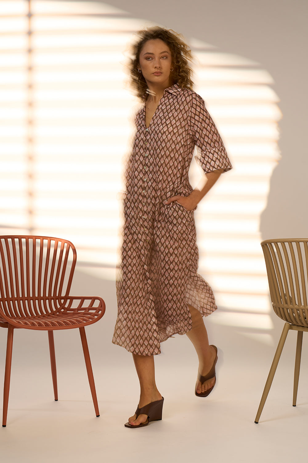 Double Up Shirt Dress Blush Multi