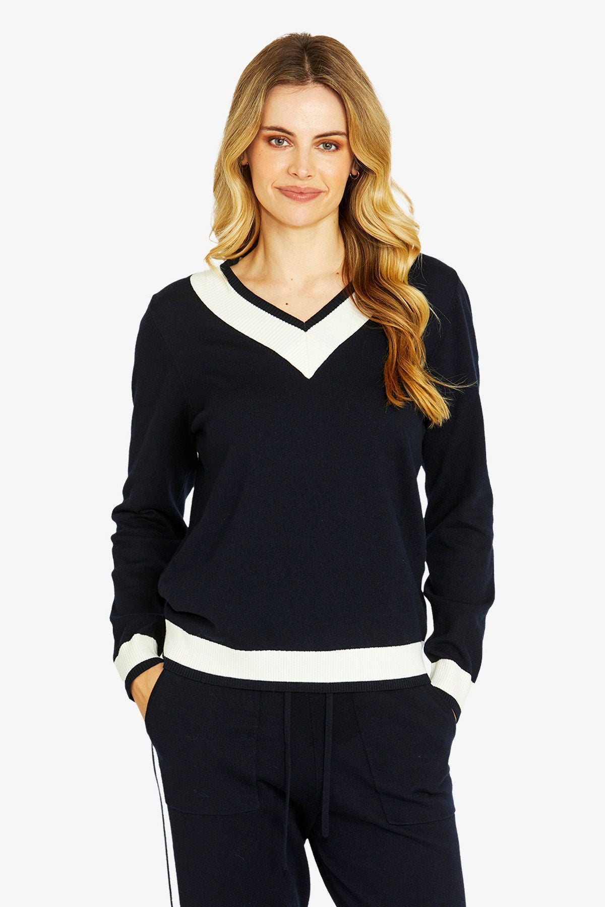 Taylor V Neck Tipped Pullover