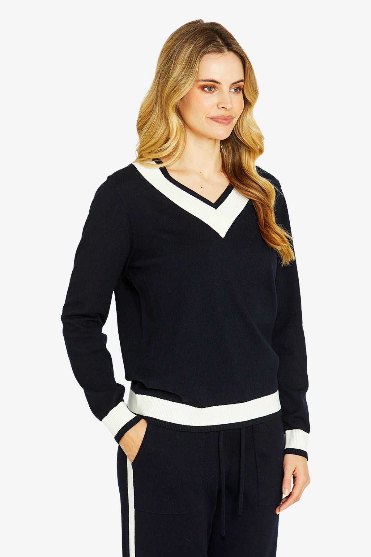 Taylor V Neck Tipped Pullover