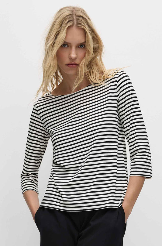 Relaxed Boat Neck Black / Vanilla