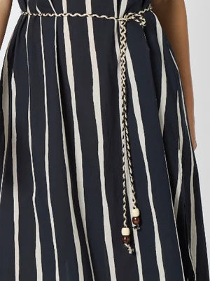 Sunset Safari Sleeveless Stripe Print Dress - Black/Ivory