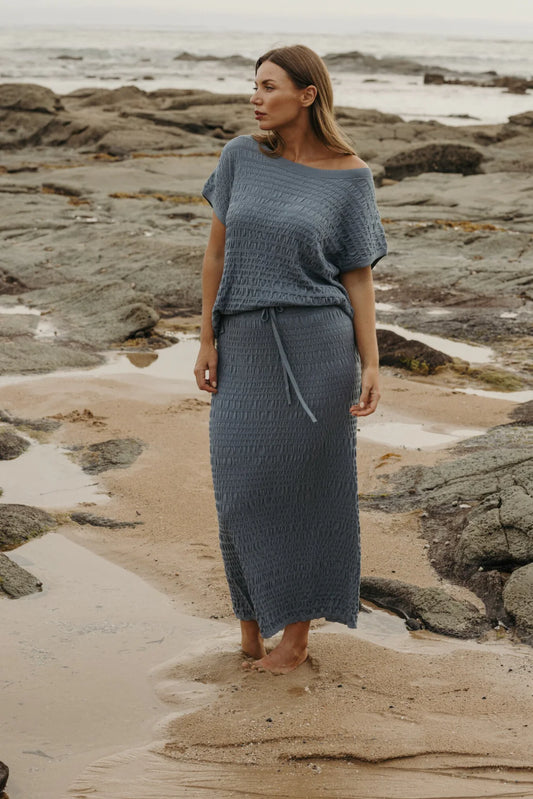 Waves Pleat Skirt Blue Pool