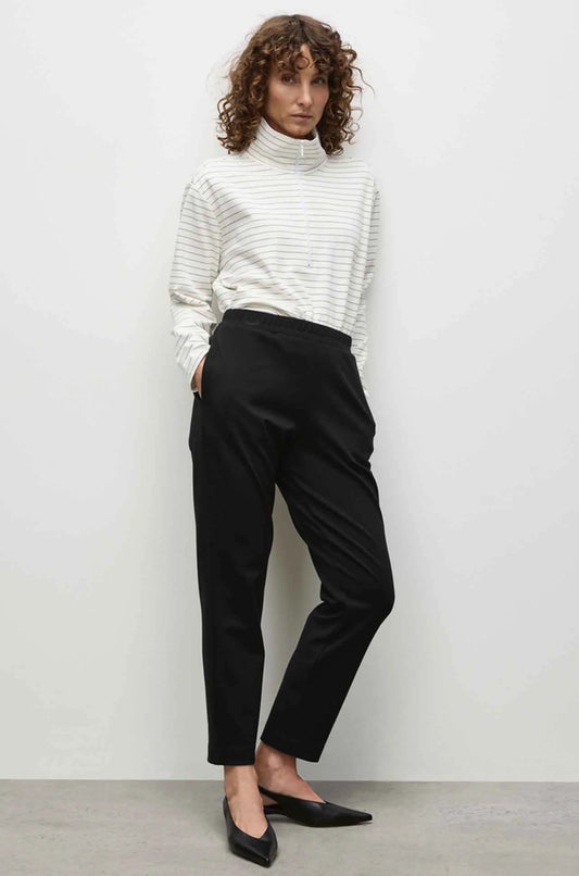 Zip Front Sweater in Micro Stripe Ponte