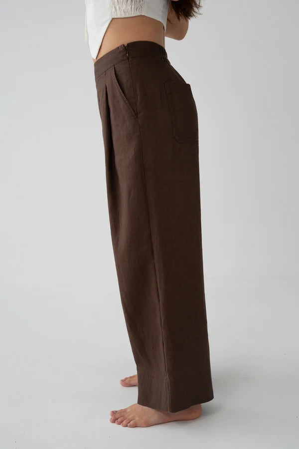 Ivy Linen Pants Chocolate
