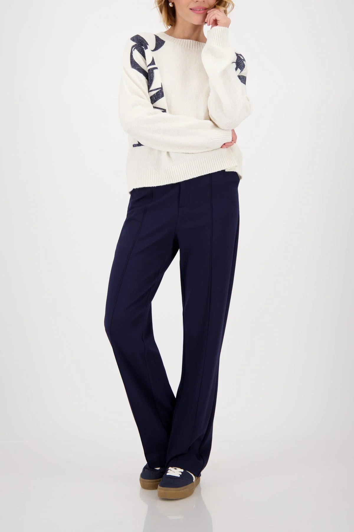 Monari Letters Detail Jumper Ivory
