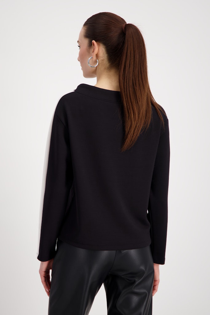 Sweatshirt with Contrast Stripes Black