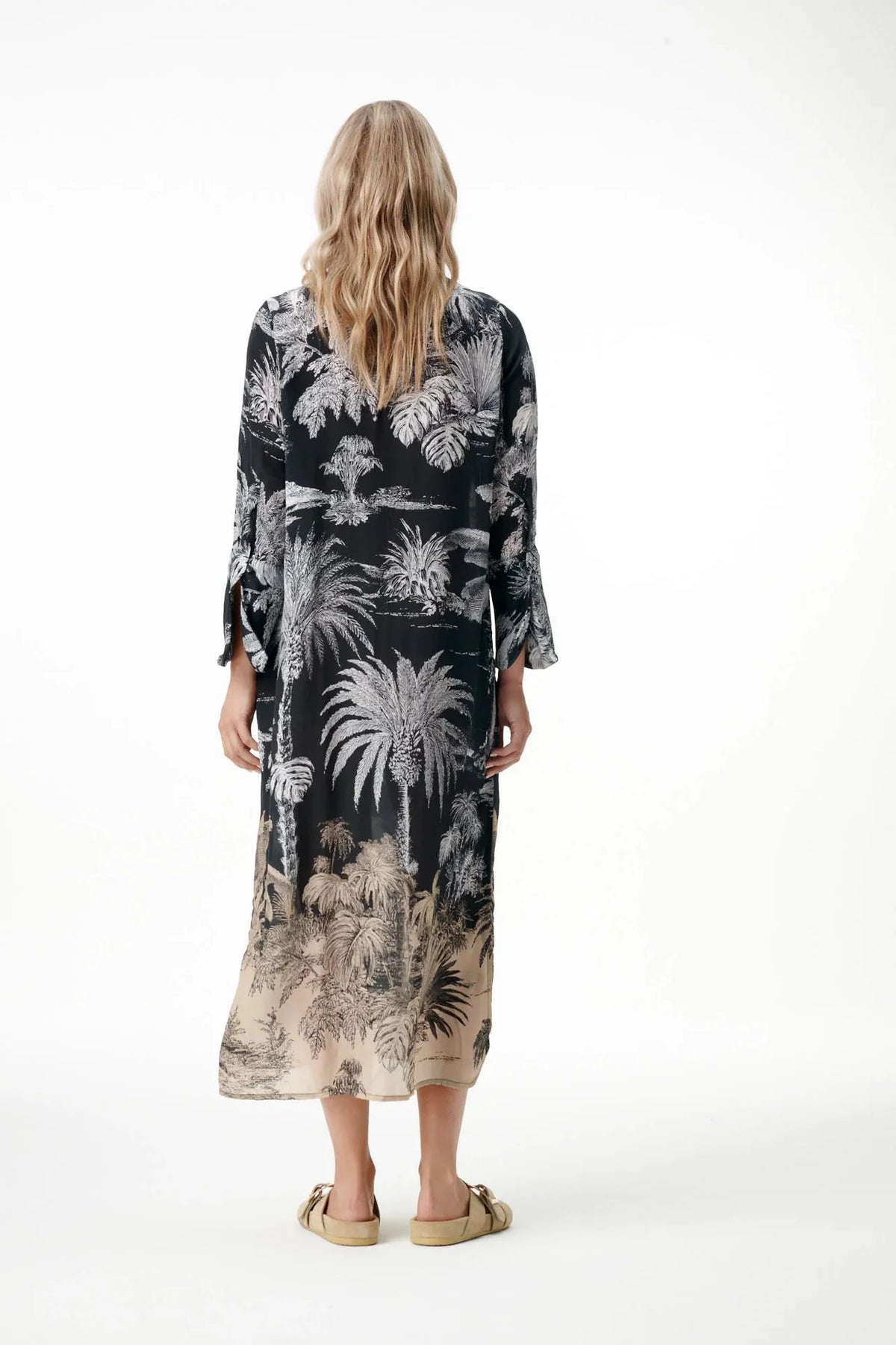 Long Genie-Midnight Palm-Viscose-Black